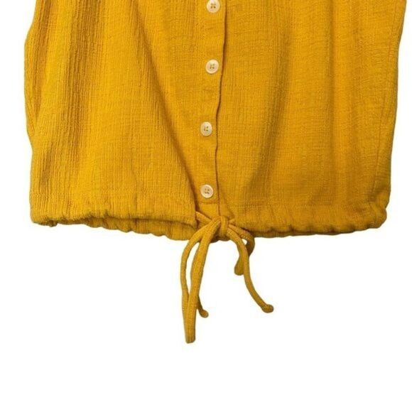 Madewell Texture & Thread XS Extra Small Mustard Yellow Cropped Crop Top Shirt - Picture 5 of 10